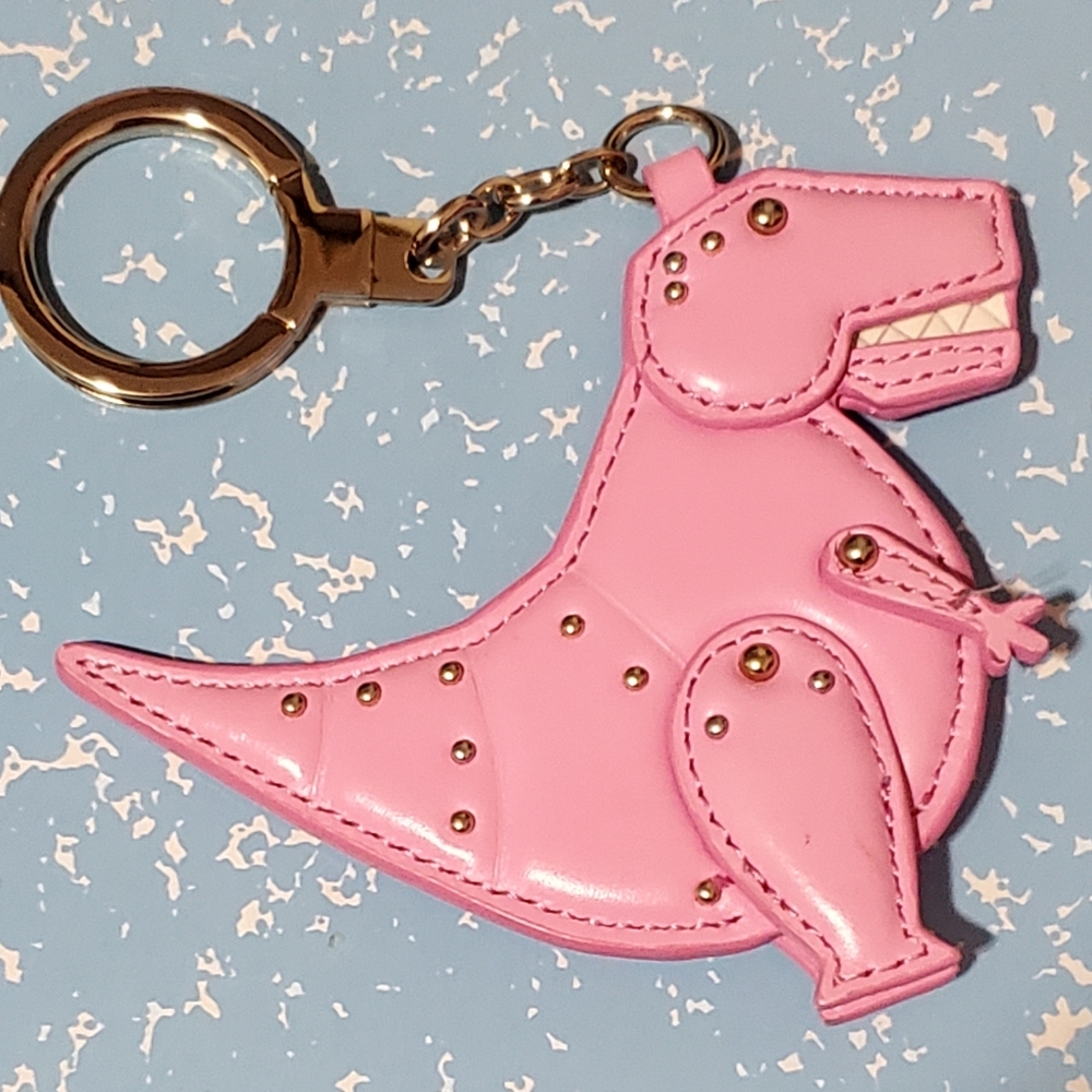 Kate Spade pink dinosaur keychain